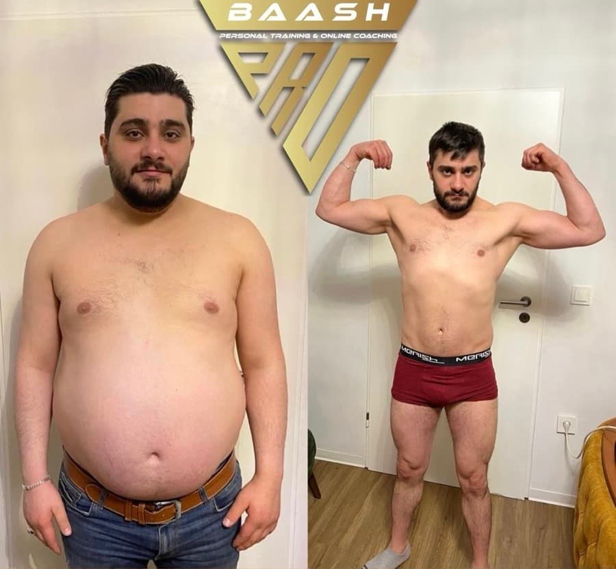 Before-and-after body transformation, Baash Pro personal training client 6