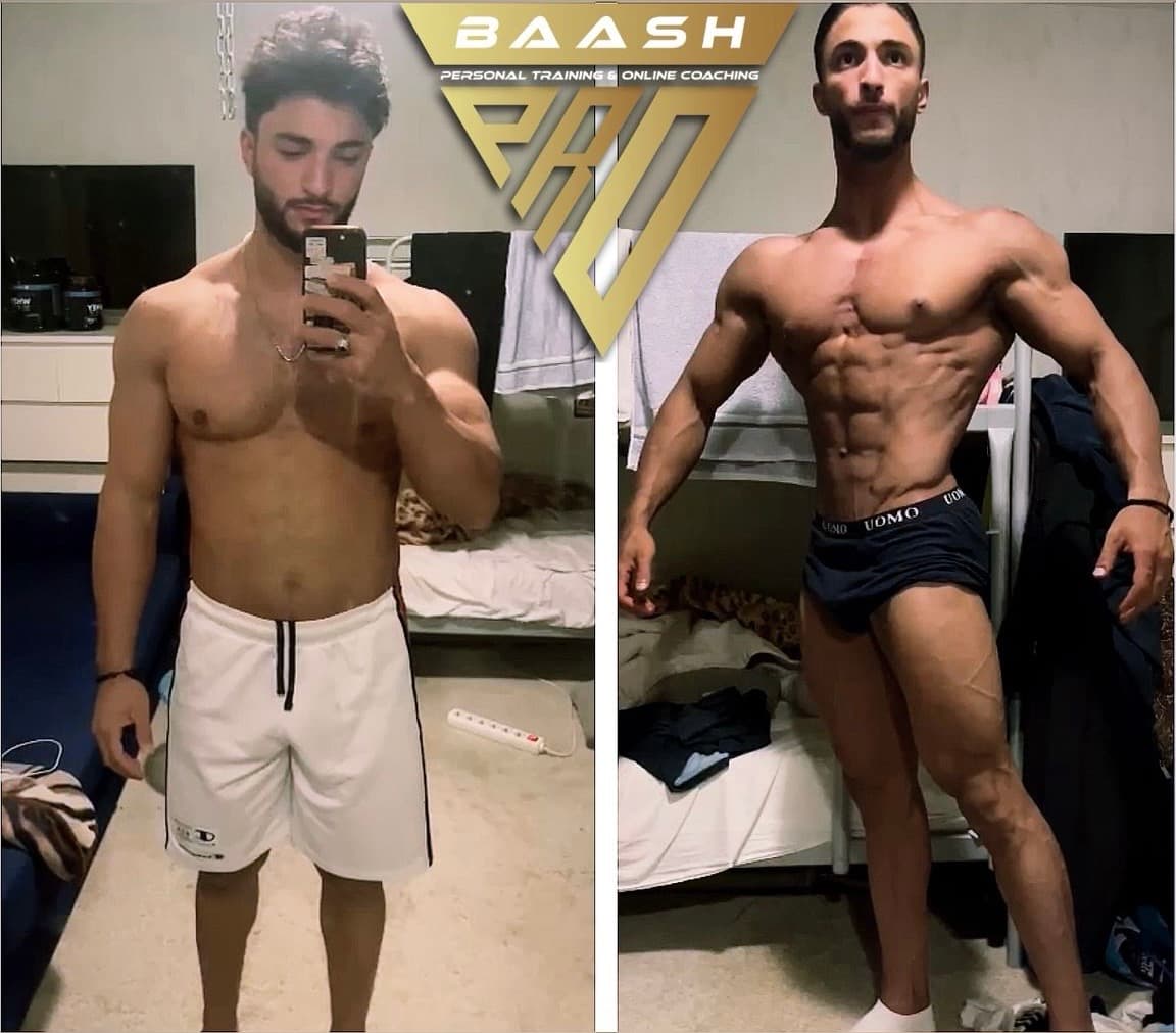 Before-and-after body transformation, Baash Pro personal training client 7