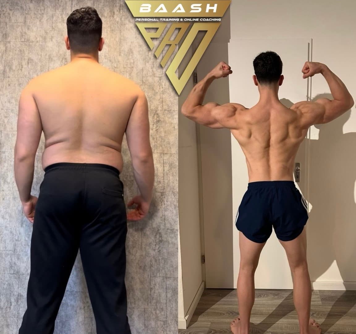 Before-and-after body transformation, Baash Pro personal training client 8