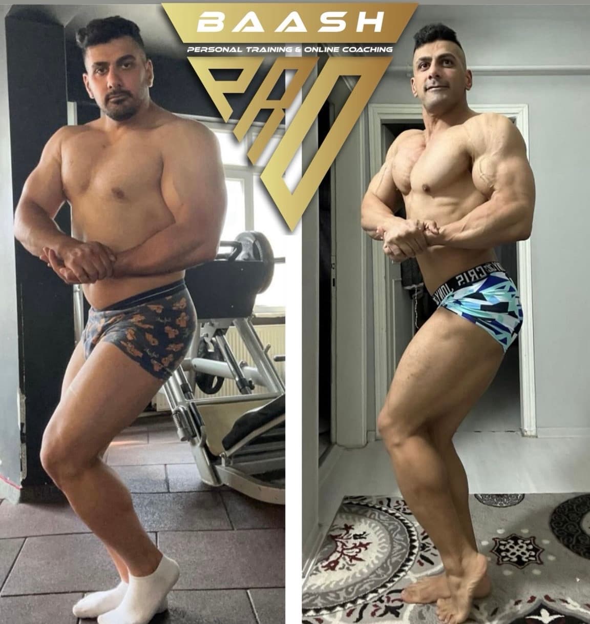 Before-and-after body transformation, Baash Pro personal training client 9