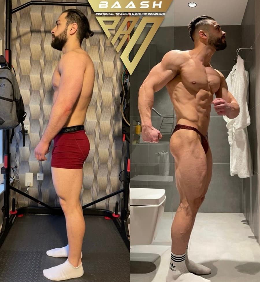 Before-and-after body transformation, Baash Pro personal training client 10