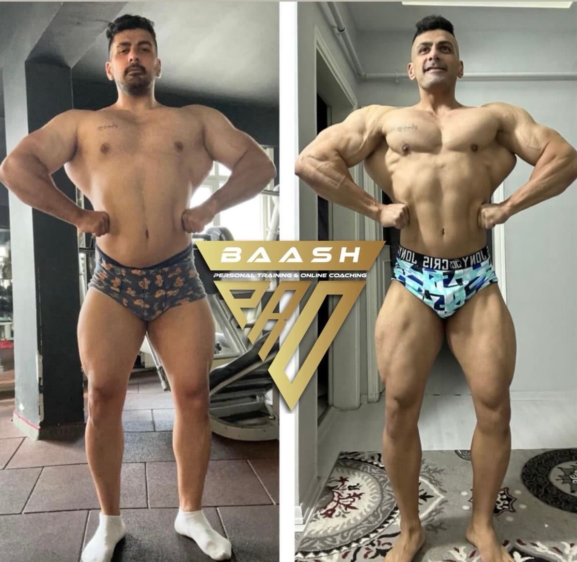 Before-and-after body transformation, Baash Pro personal training client 26