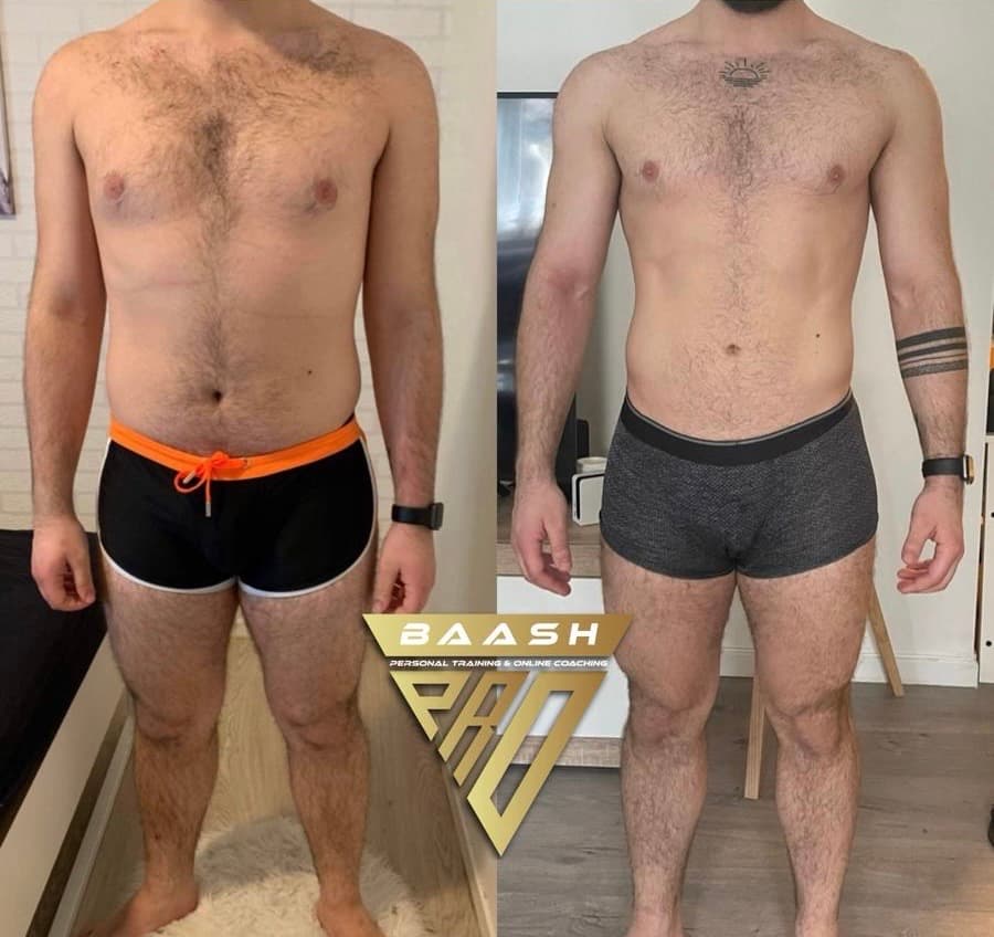 Before-and-after body transformation, Baash Pro personal training client 31