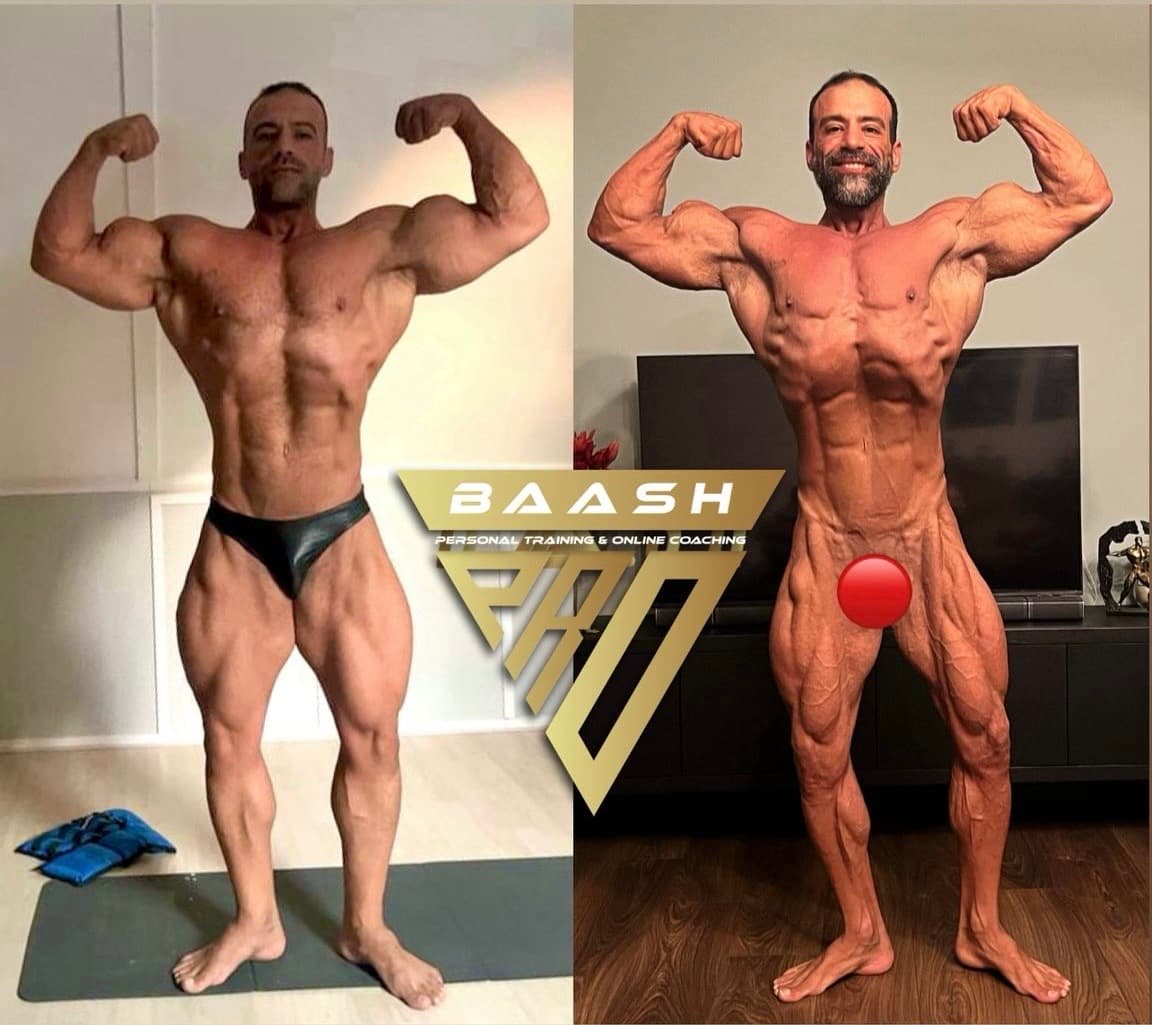 Before-and-after body transformation, Baash Pro personal training client 37