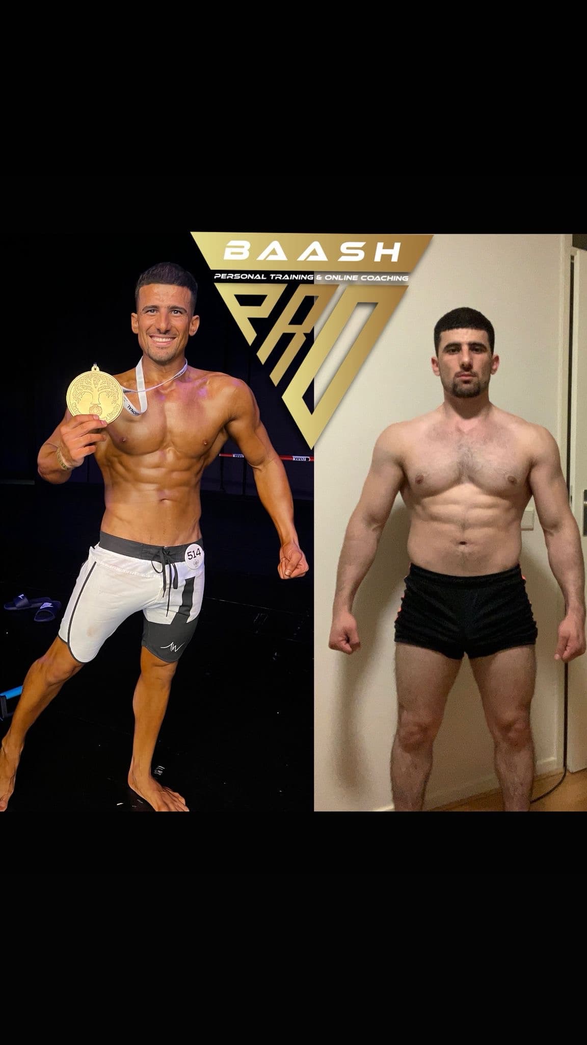 Before-and-after body transformation, Baash Pro personal training client 38